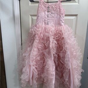 Pink Ruffled Dress with Beaded Bodice